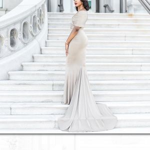 Champagne Mermaid gown with train